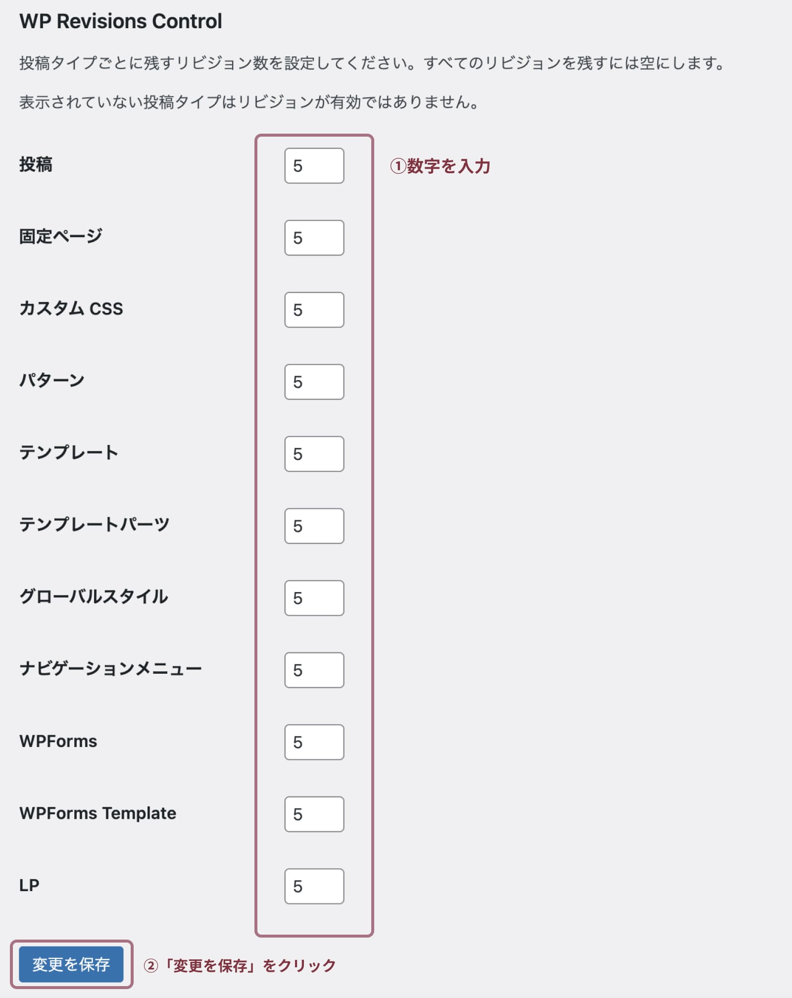 WP Revisions Controlの設定方法と使い方